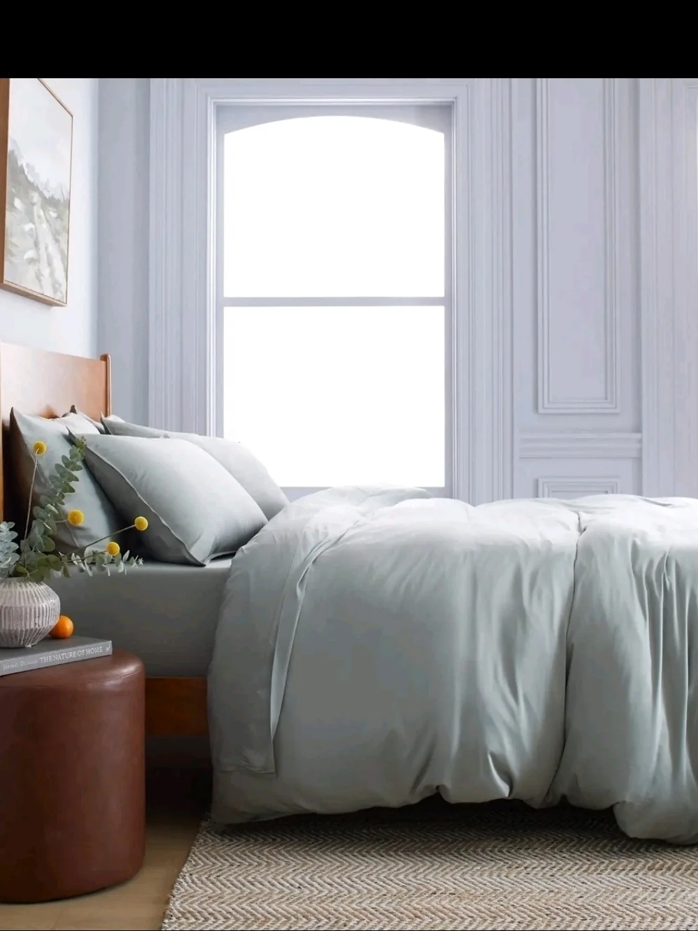 Quince Bamboo Duvet Cover in Full / Queen in Eucalyptus, NWOT